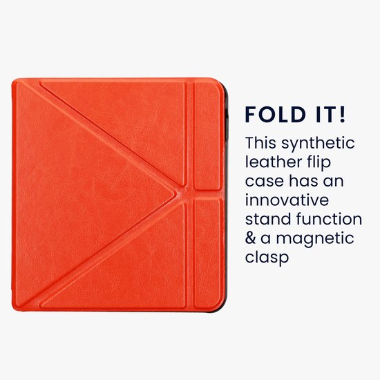 kwmobile e-reader hoesje geschikt voor Kobo Libra H2O hoes - Ereader flip case met standaard - E reader cover van kunstleer - In oranje van Merkloos — afbeelding 4