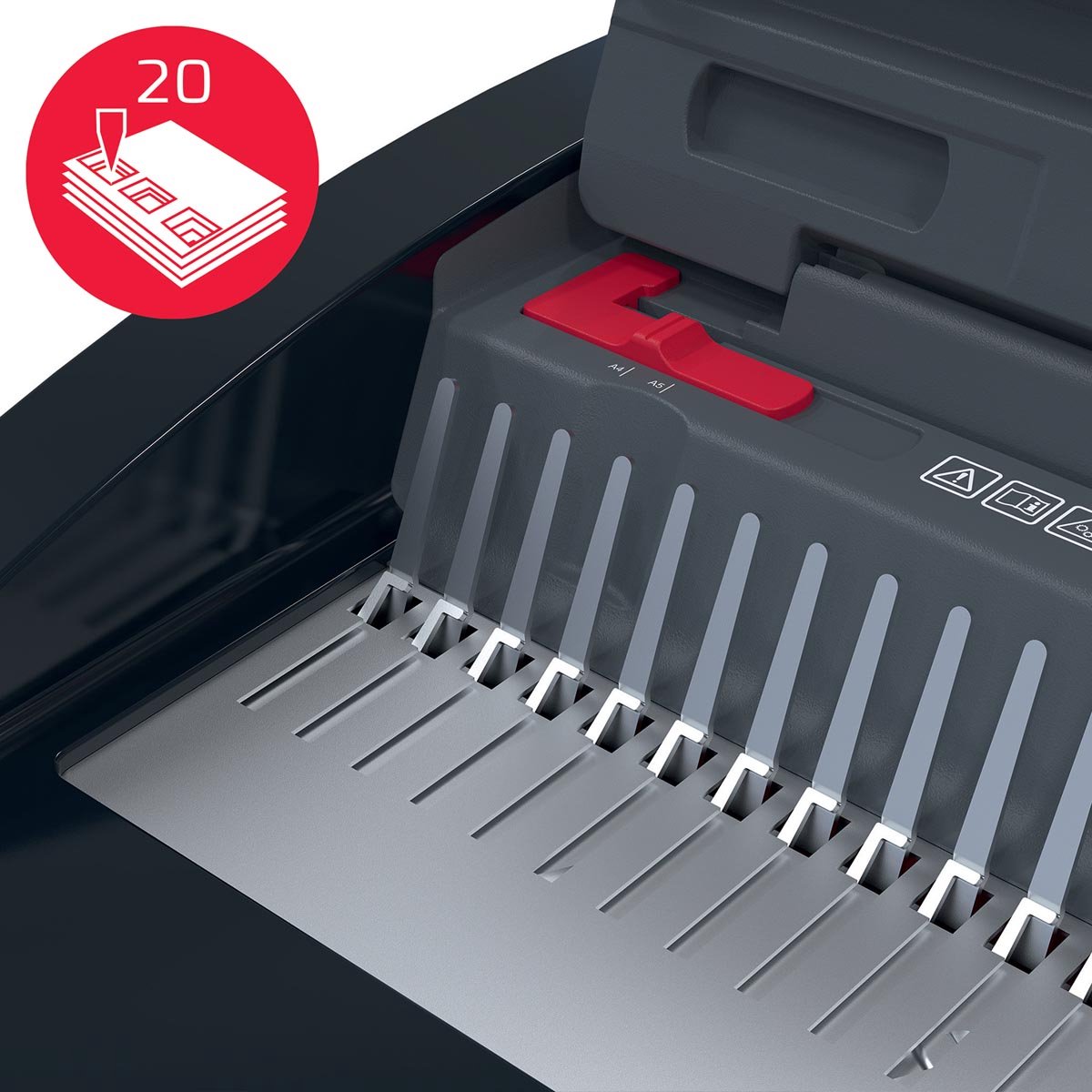 GBC CombBind® CB20 Handmatige Inbindmachine - Plastic Bindruggen - 240 Vel - Zwart/ Rood thumbnail 5