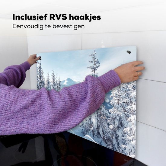 KitchenYeah® Protection plaque induction 90x52 cm - Neige - Hiver - Paysage - Montagnes - Protege plaque de cuisson - Couvre plaque induction - Protecteur d'induction - Cuisine