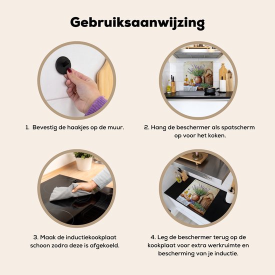 KitchenYeah® Protection plaque induction 78x78 cm - Lavande - Pain - Nature morte - Vintage - Protege plaque de cuisson - Couvre plaque induction - Protecteur d'induction - Cuisine