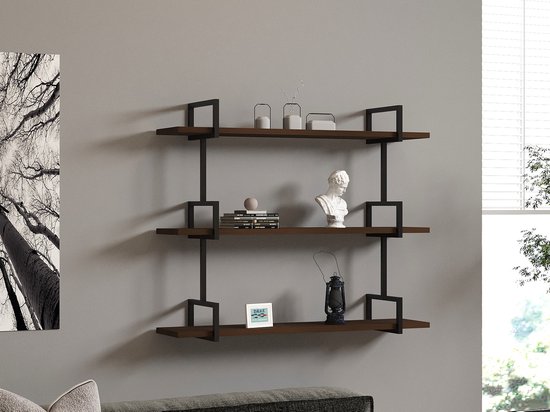 Asir - Wandplank - Okkernoot - 87 x 22,5 x 76 cm