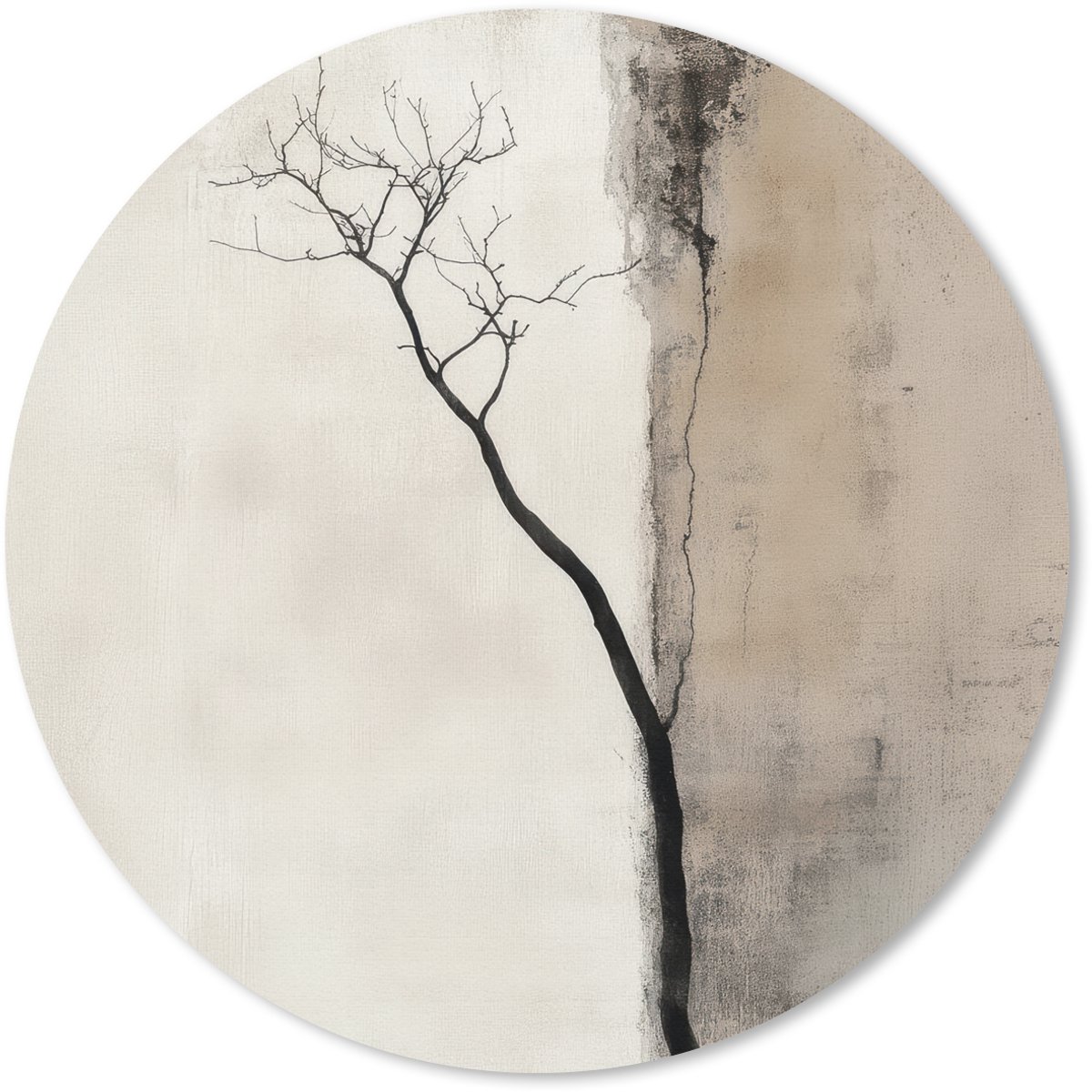 Muismat rond 30x30 cm - Mousepad Wabi sabi - Plant - Beige - Ronde muismatten