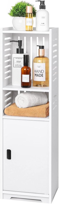 COSTWAY 4-traps hoge kast, opbergkast smal, vloerkast met deur, opbergorganisator, 40 x 37,5 x 150 cm, vrijstaand, voor keuken, woonkamer en badkamer (wit
