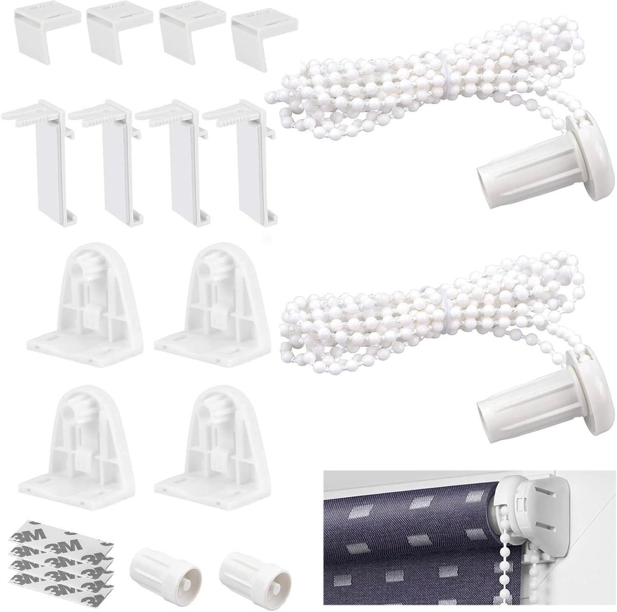 16 stuks rolhouder voor raam 17 mm klemhouder voor Klemmfix rolgordijn reserveonderdelen dubbele klemhouder houder voor verduisteringsrolgordijn houten raam