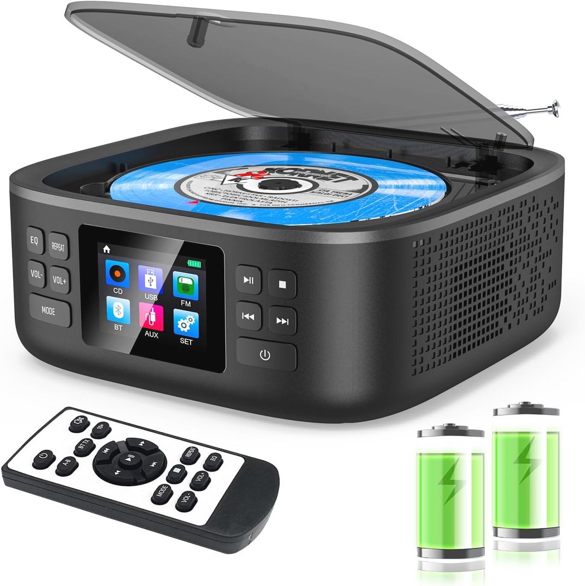 Draagbare Bluetooth CD Speler met FM Radio en Dual Stereo Luidsprekers