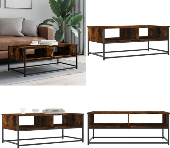 Salontafel 100x99x40 cm bewerkt hout gerookt eikenkleurig kopen
