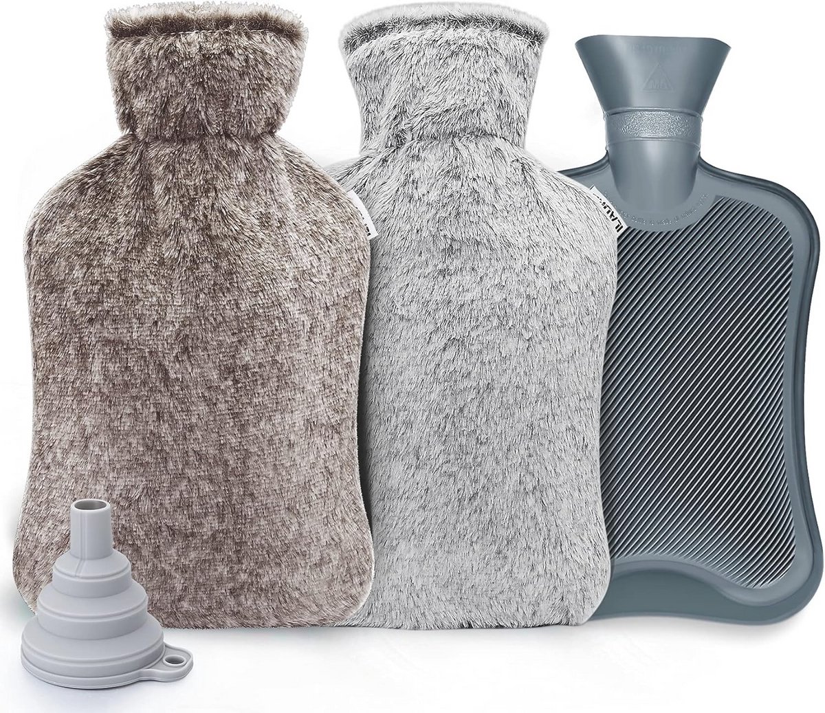 2L Warmwaterfles met Pluche Hoes - Afneembaar en Wasbaar, Natuurlijke Rubberen Warmwaterzak voor Warmte en Comfort