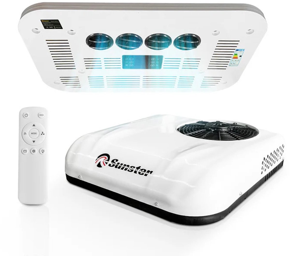 Sunster Dak Airconditioner - Air conditioning - 10000 BTU - 150-400m³/u - 1-3KW - 12V Efficiënte Koeling, Met Afstandsbediening, voor RV, camper, Vrachtwagens, Boten — afbeelding 8