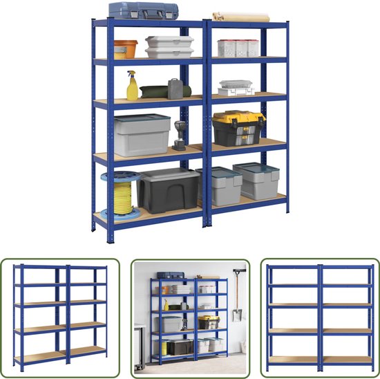 Pack De 2 Estanterías De Madera De Pino Con 5 Niveles Carga Max 250 Kg 80x38x170 Cm