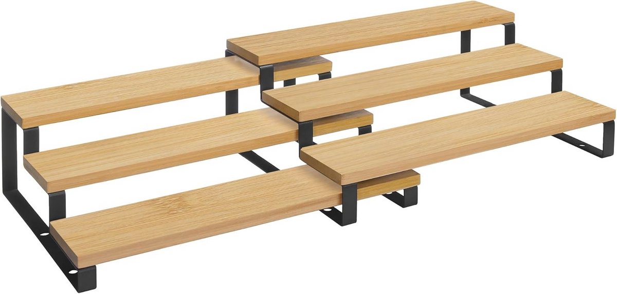 Kruidenrekken Set van 2 - Uitschuifbaar en Stapelbaar Bamboe Keukenrek voor Organisatie