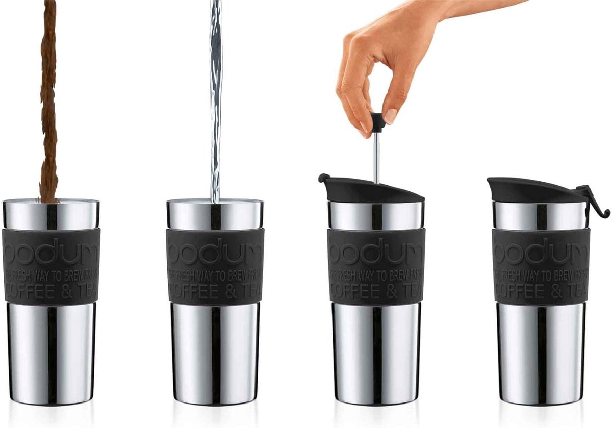 Duurzame Travel Press Cafetière met Dubbelwandig Design - 0,35 Liter