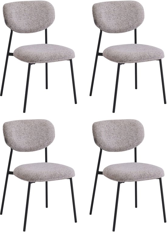 Furnihaus - Eetkamerstoelen set van 4 - Amalia - Bruin - Stof