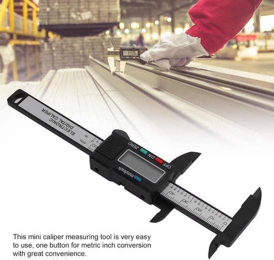 Mini LED Digital Caliper - Portable and Easy To Use - ABS Material - LED Display - Ideal Gift - 0 To 100 Mm Measuring Instrument with Metric Inch Conversion van Merkloos	 — afbeelding 4