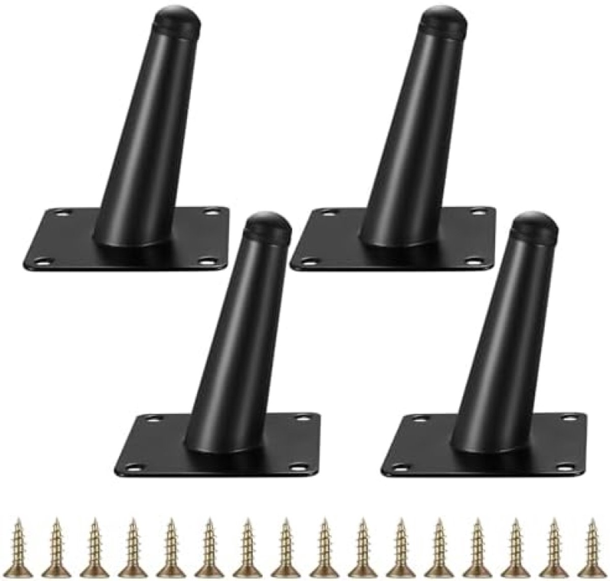 PolkaHome Meubelpoten, 4 stuks schuine zwarte metalen tafelpoten, kastpoten voor banken, tafels, kasten, tv-meubels - 10 cm hoogte