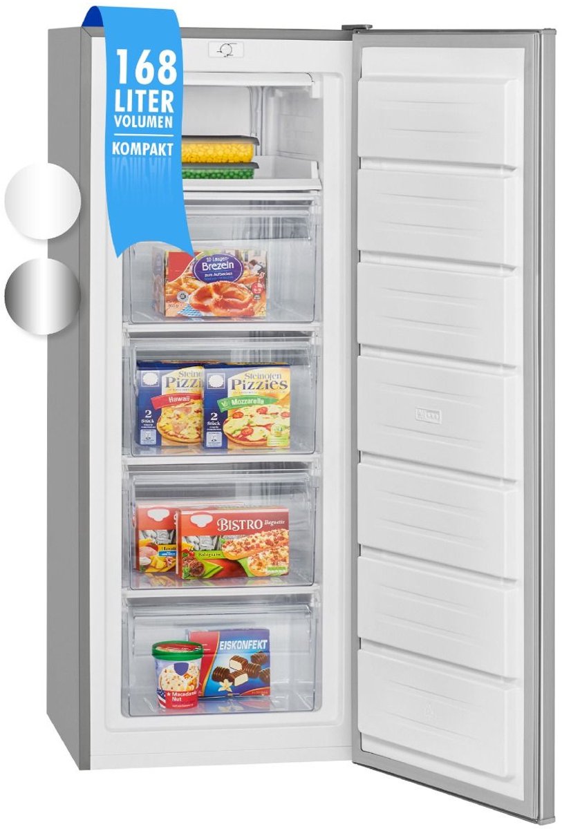 Bol.com Bomann GS 7340 Vrieskast - 168 Liter - 4 Sterren - 40 dB - Inox Look aanbieding