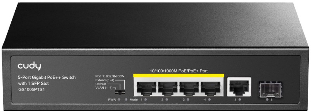 cudy GS1005PTS1 Netwerk switch RJ45/SFP 4 + 1 poorten 100 MBit/s