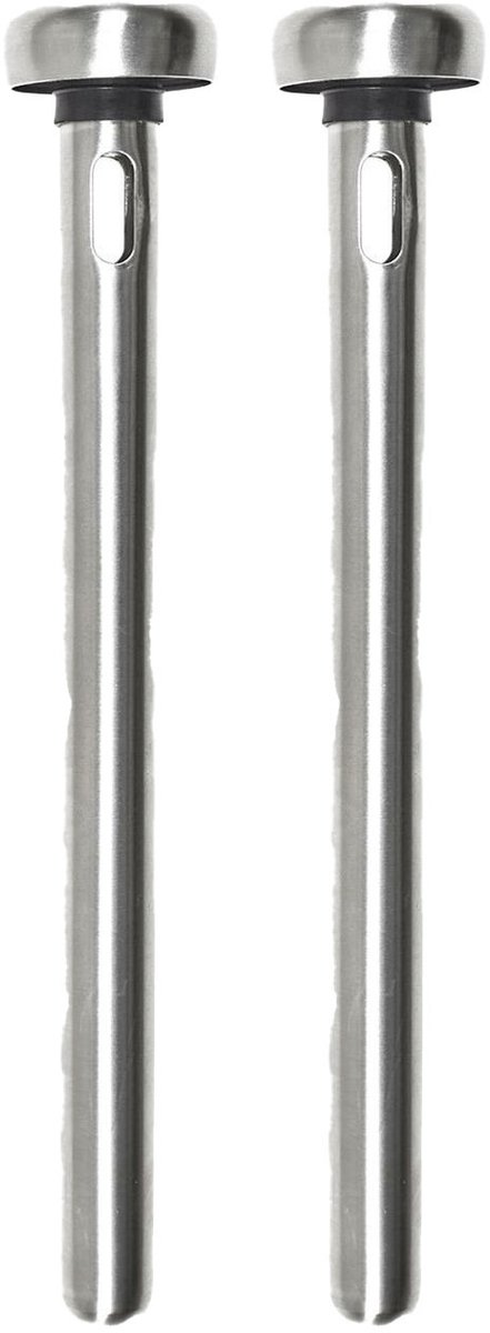 Cook concept Wijnkoeler stick met schenktuit - 2x - RVS - 22 cm - koelstaaf - wijnfles koeler - wijstopper