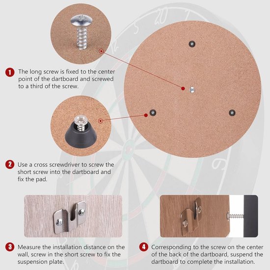 Dartbord Bevestigingsset met Beugels en Schroeven voor Wandmontage van Merkloos — afbeelding 4