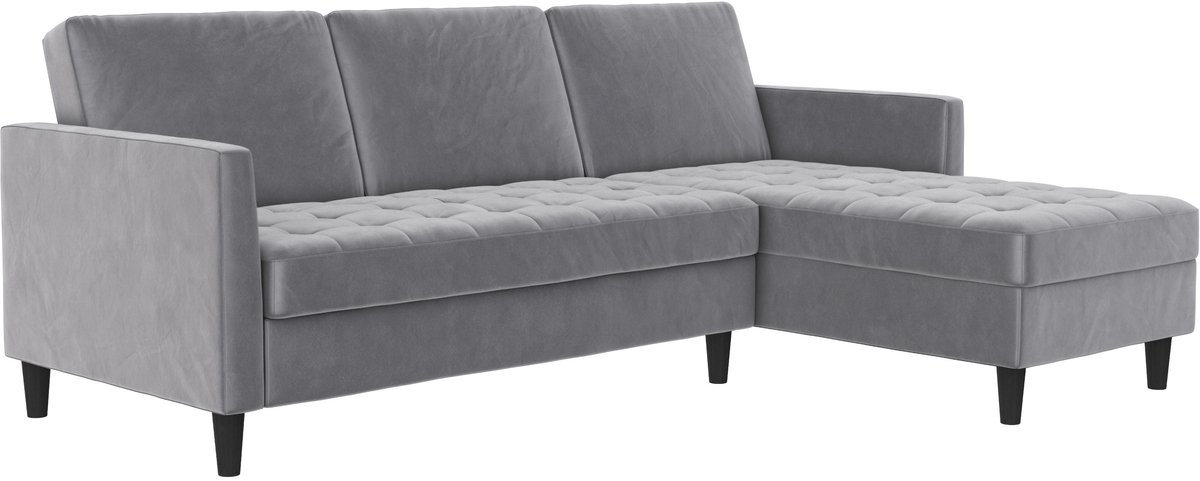 Notio Living Presley-Slaapbank - Opbergruimte - Grijs Fluweel
