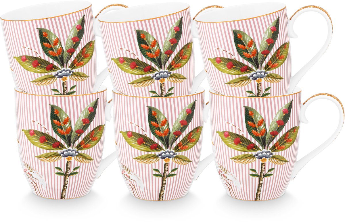 Pip Studio La Majorelle Mokken - Theemok - Koffiemok met Oor - Servies set van 6 - 450ml