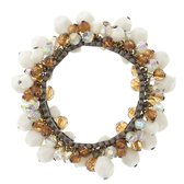 Behave Kralen armband met witte en bruine kralen 15,5 cm