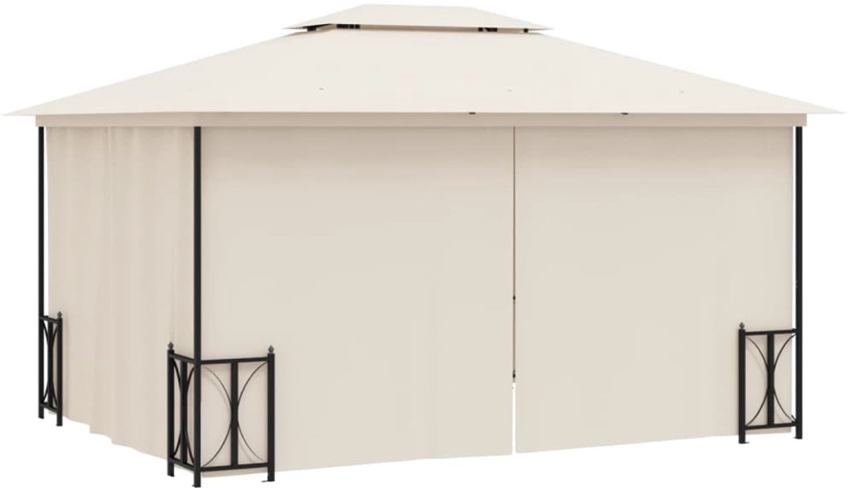 Prieel - Paviljoen - Met zijwanden - 3x4 m - Tuin - Kopen - Overkapping Tuin - Terrasdak - Buitendouche - Creme