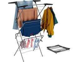 wasrek inklapbaar - 138x63,5x50 cm - houders voor kledinghangers - staand