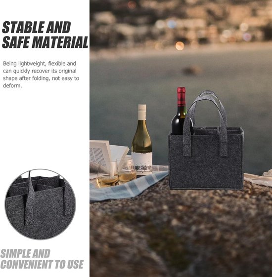 Sac à Vin En Feutre, Sac à Bière Pour 6 Bouteilles, Sac à Boisson