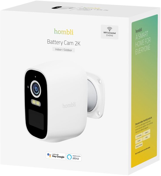 Hombli Batterij Beveiligingscamera 2K - Draadloos - Buiten & Binnen - Batterij - WiFi Bewakingscamera - Bewegingsdetectie & Gekleurd Nachtzicht - Wit van Hombli — afbeelding 2