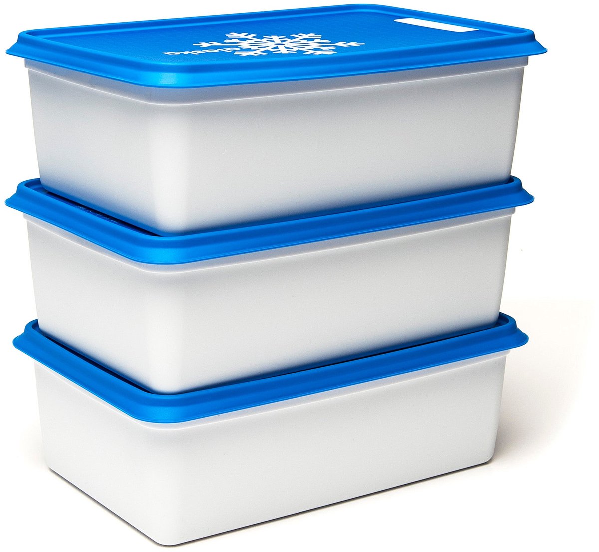 Alaska diepvriesdozen - 3x2000ml - Diepvries vershousbakjes - Stapelbare bewaarbakjes - BPA-vrij - Microgolfoven veilig - Wit&Blauw