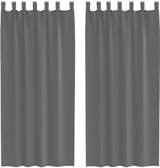 vidaXL - Rideaux - voile - avec - passants - 2 - pcs - 140x225 - cm - gris foncé