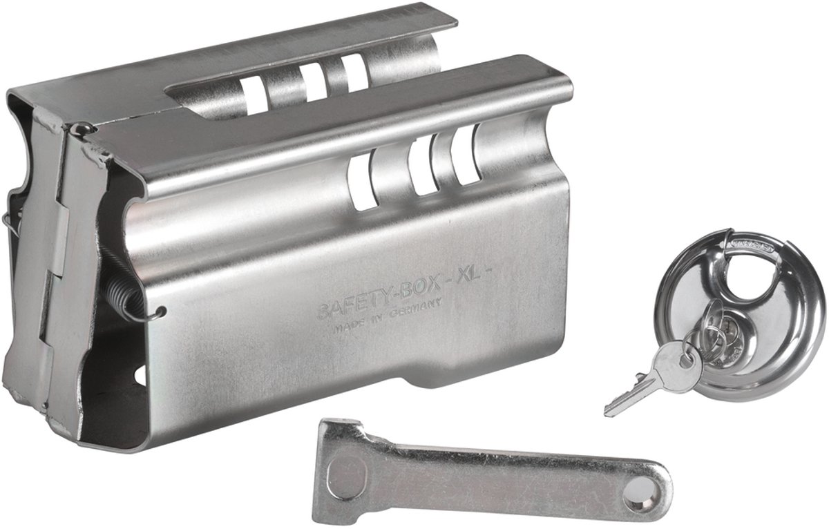 Disselslot koker Albe XL - premium - zilver - staal - incl. RVS discusslot met 2 sleutels - Safetybox XL