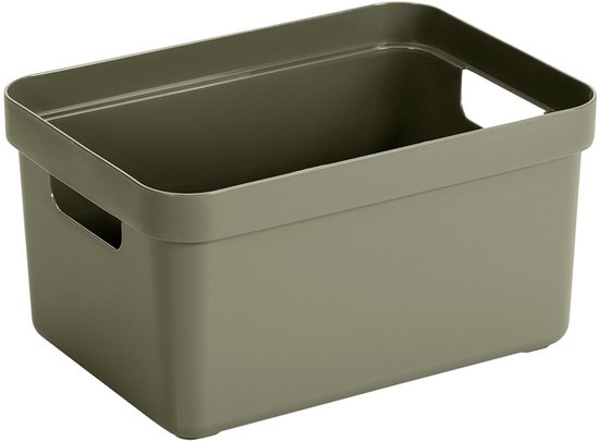 2x boîtes de rangement/paniers de rangement vert de 5 litres en plastique avec couvercle transparent 25 x 18 x 12 cm