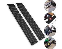 2 x oprijplaat, 400 kg, verzinkt staal, laadrail, antislip, laadplatform, aanhangerhelling voor motorfiets, aanhanger, caravan, grasmaaier, gazontractor, 135 cm, zwart