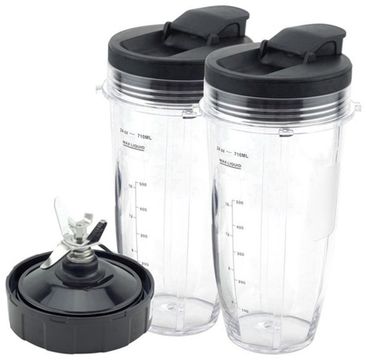 24OZ 710ml Vervangende onderdelen voor blender - 24 oz beker - Geschikt voor Nutri Ninja BL480 1500W(2 bekers, 2 deksels, 1 basis)