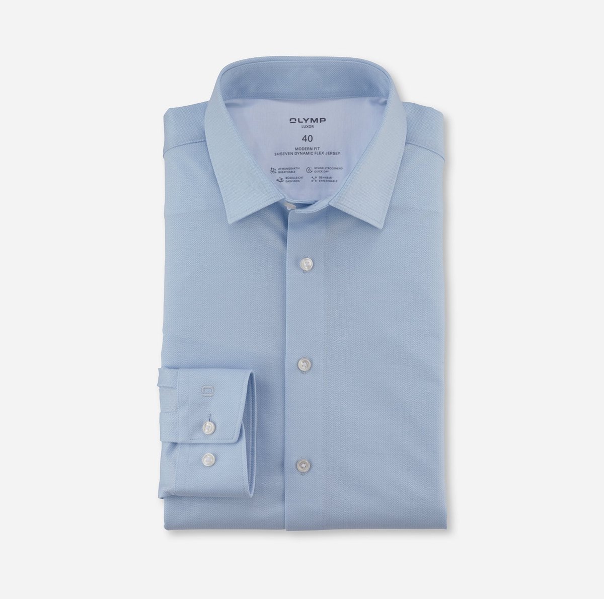 OLYMP shirts 24/7 stretch lichtblauw