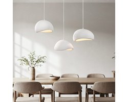 LumenXL LumenXL - Wabi Sabi hanglamp Shibui - Wit - Steenmotief - 3 x 40 cm - 3-lichts - Eetkamer - E27
