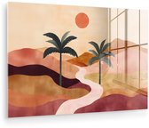 MuchoWow® Peinture sur verre 60x40 cm - Peinture sur verre acrylique - Collines - Palmiers - Abstrait - Photo sur verre - Décoration murale salon - Décoration murale chambre - Peintures