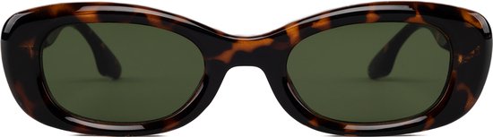 KIMU Zonnebril Y2K Rond Cat Eye - Tortoise Bruin Montuur - G15 Groene Glazen - Dames Kunststof Vintage Smal 90's Smalle Retro Ronde Cateye Influencer Festival van KIMU — afbeelding 4