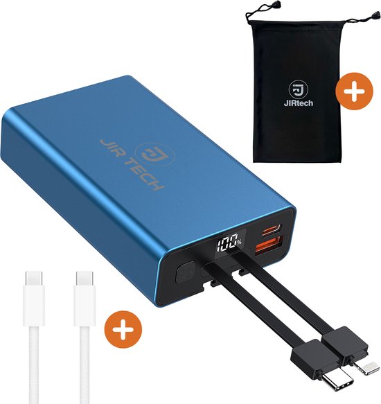 JIR Tech 10000 mAh Powerbank met Ingebouwde Kabels - JIR - €29,95