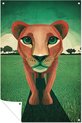 Dier, Digital Art, Leeuw, Groen, bruin, oranje, wit, zwart