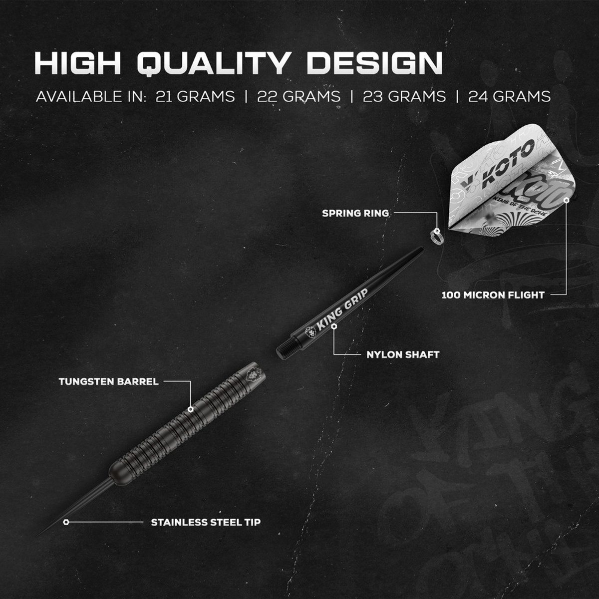 KOTO Dark Knight Black 80% - Dartpijlen 23 Gram