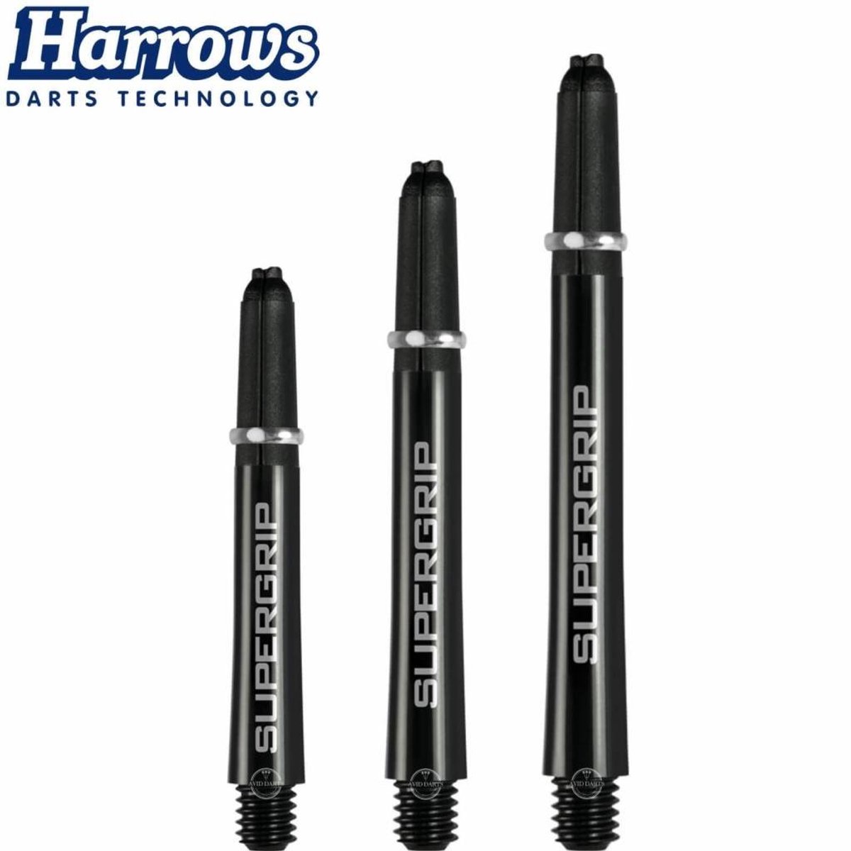 Harrows Supergrip Black and Silver - Dart Shafts Inbetween