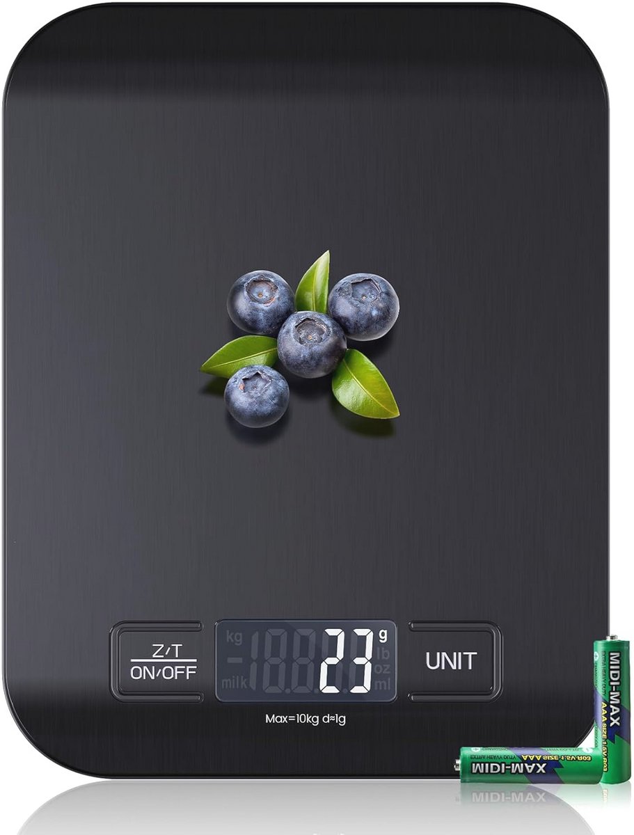 Digitale Keukenweegschaal - 10 kg Capaciteit, Elektronische Voedelschaal met Tarra-functie en Hoge Precisie