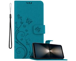 Cadorabo Hoesje geschikt voor Sony Xperia 1 VI in BLOEMEN BLAUW - Beschermhoes in bloemmotief met magnetische sluiting, standfunctie en kaartsleuven Book Case Cover Etui