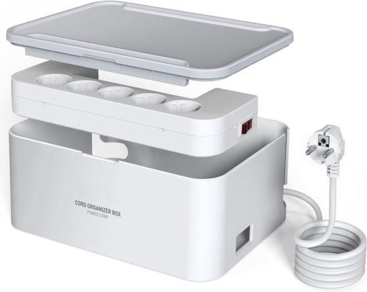 Intelectro Veelzijdige Stekkerdoos - Ideaal voor Thuis of op Kantoor - Meerdere Ingebouwde Beveilingsfuncties - 5 Stopcontacten en 3 USB Poorten - 2m Lange Snoer - Aan/Uit Schakelaar - Wit - Levering Sneller dan Aangegeven!