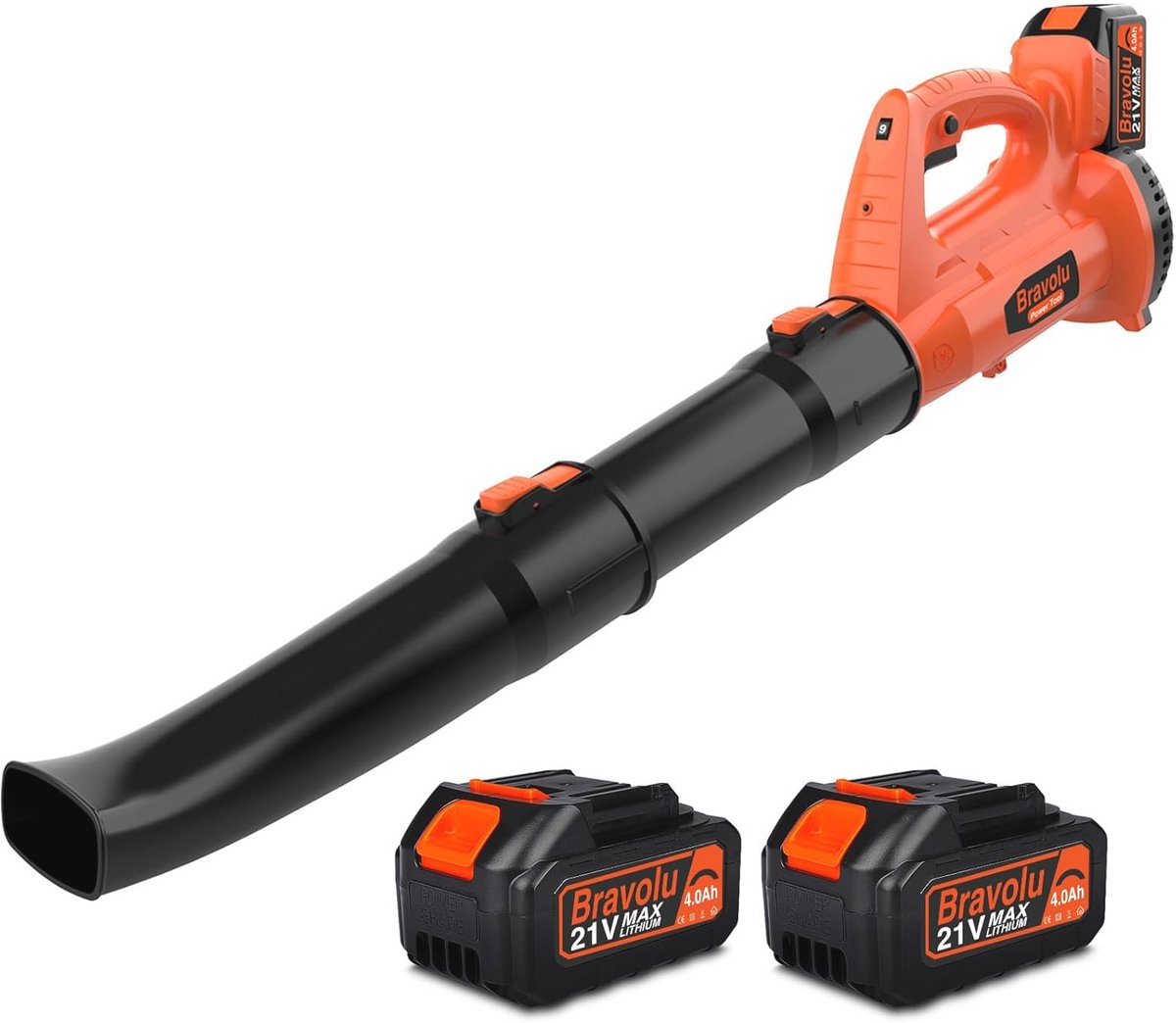 Krachtige Accu-Bladblazer met 6 Versnellingen - 210 km/u, 2 x 4,0 Ah Accu en Oplader