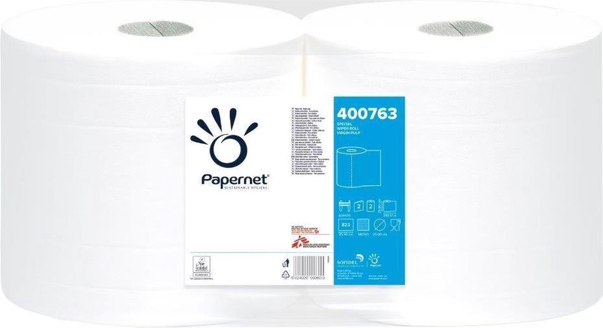 Papernet 400763 papieren handdoek 823 vel Cellulose Wit 292,17 m