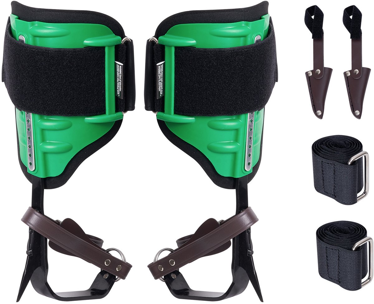 Boomklimsporen, Klimspikes van Gelegeerd Staal, Capaciteit van 350 Pond, Boomverzorgingsuitrusting met Riemen en Spikebescherming voor Jacht, Fruitpluk, Groen