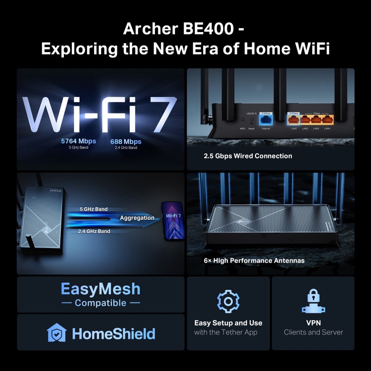 TP-Link Archer BE400 - Router - WiFi 7 - Dual-Band - BE6500 – foto 6